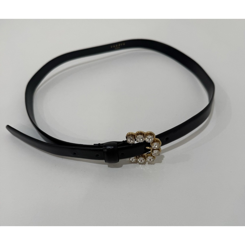 SANDRO Hilda Leather Belt Crystal Embellished Buckle Sz T2/M